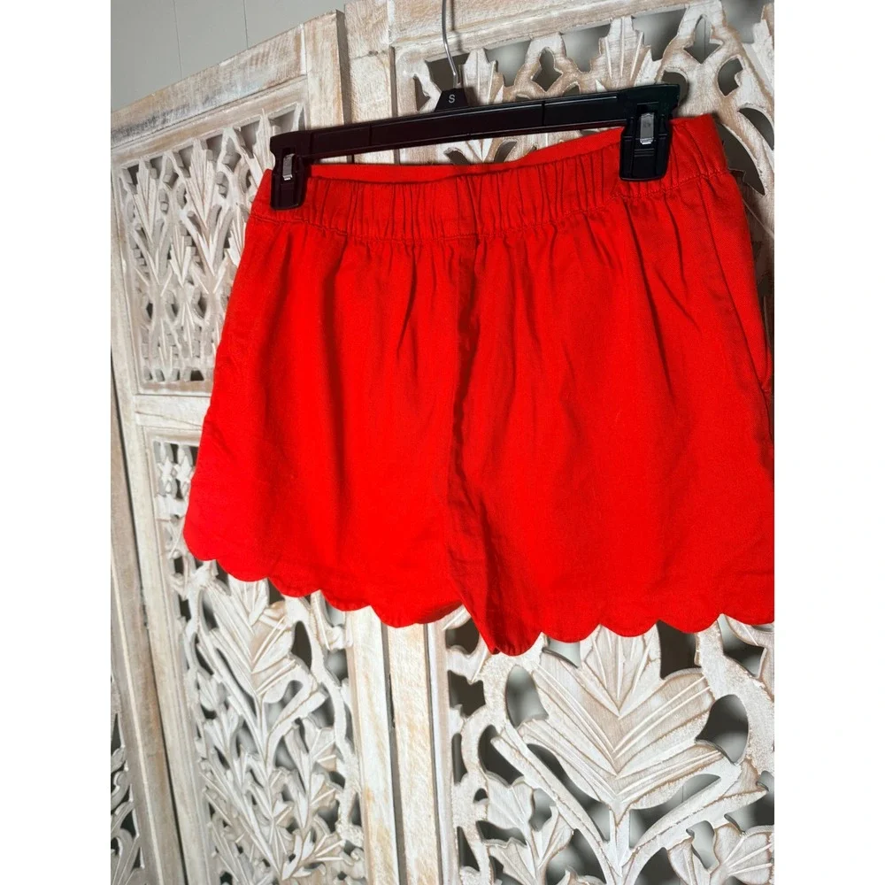 J.Crew Crewcuts Girls Red Scalloped Hem Cotton Shorts Size 14 BX060 NEW